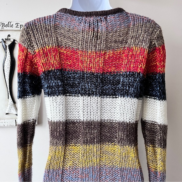 Vintage 90s Ashley By 26 International Striped Knit Tunic Mini Sweater Dress M - Picture 10 of 12